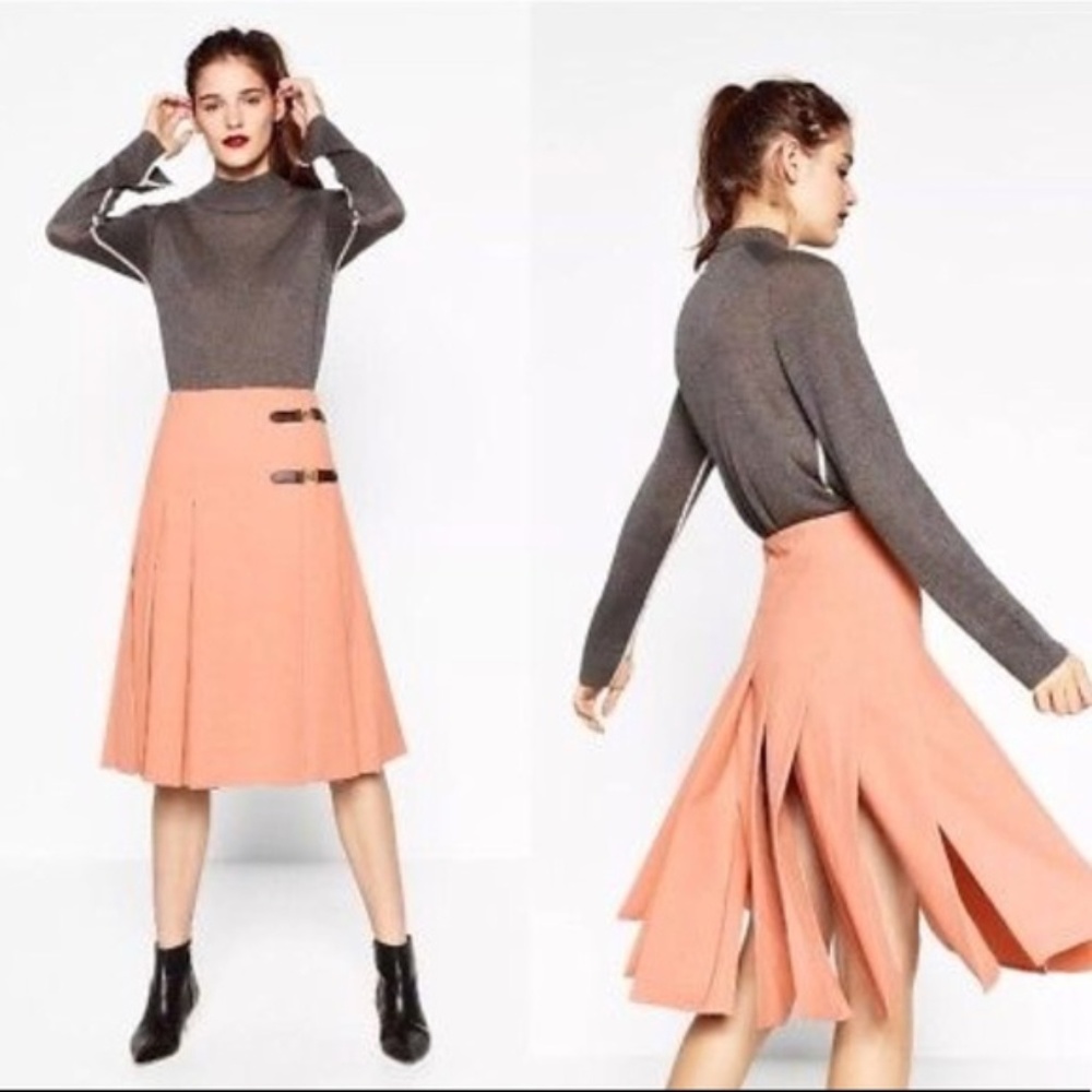 Zara Brand New Pleated Midi Skirt